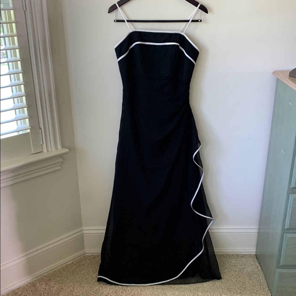 Alexia Designs Black and White Thin Strap Gown for Weddings or formal occasions